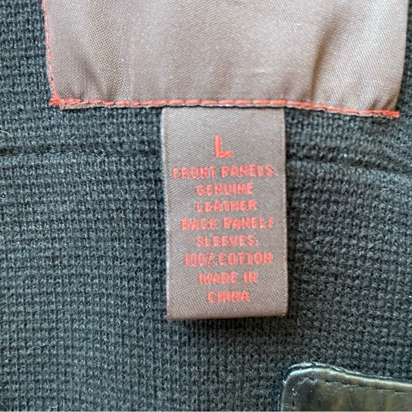 Tre Vero Men's Black Leather Sweater Jacket Button Front Stand Collar size L - Picture 8 of 14